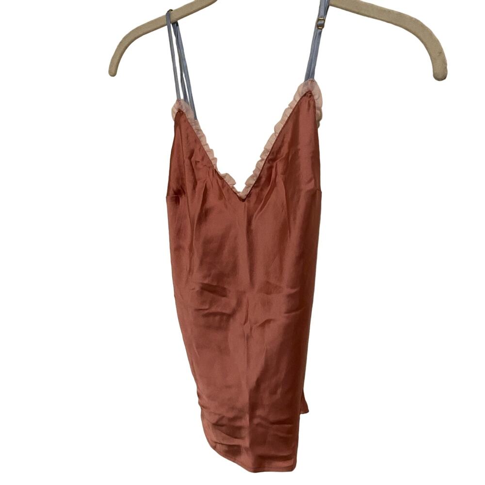 VS Satin V-Neck Lace Trim Sleep Camisole Adjustable Straps Size X Small Pink